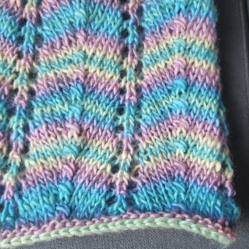 Hand Knit Multicolor Chevron Pattern Scarf - Picture 2 of 2